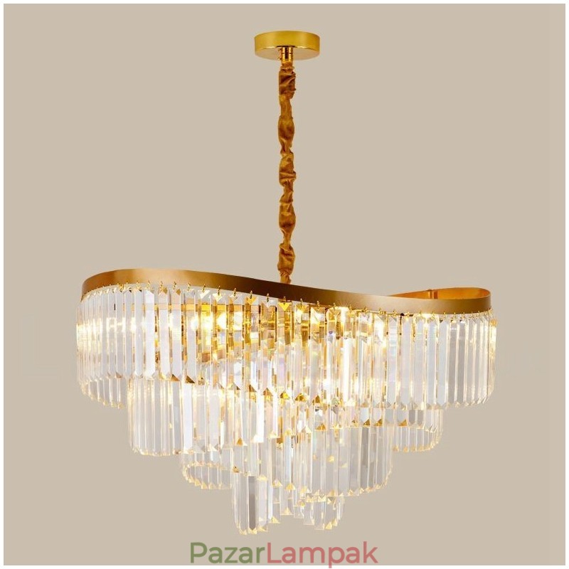 Arany posztmodern luxus kerek K9 kristály medál csillár kiállítóterem