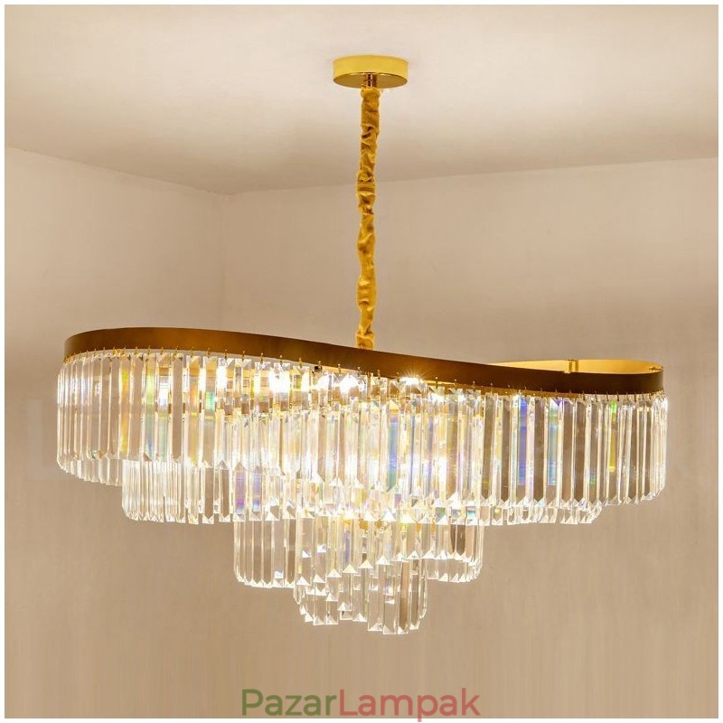 Arany posztmodern luxus kerek K9 kristály medál csillár kiállítóterem