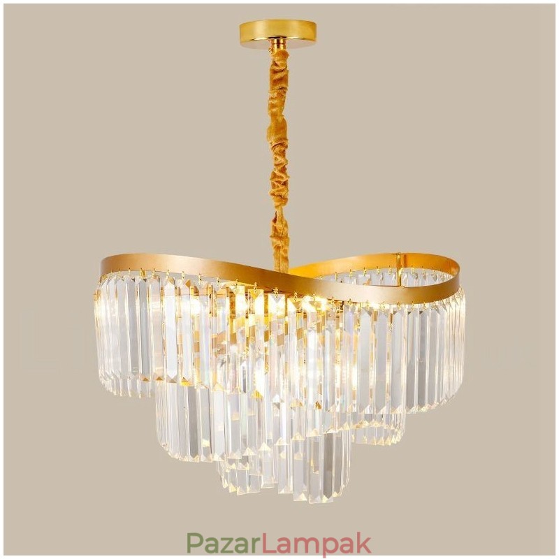 Arany posztmodern luxus kerek K9 kristály medál csillár kiállítóterem