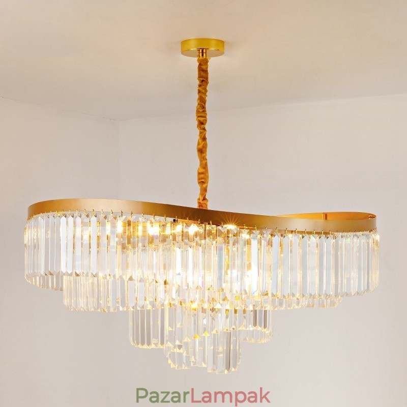 Arany posztmodern luxus kerek K9 kristály medál csillár kiállítóterem