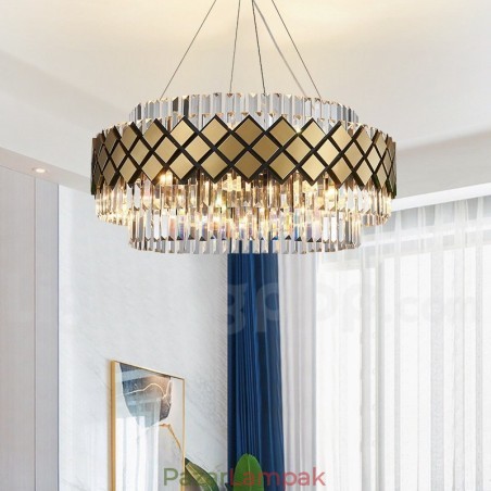 Luxus Modern Gold Plus fekete kerek K9 kristály medál csillár Kiállítóterem Luxus Modern Gold Plus fekete kerek K9 kristály medál csillár Kiállítóterem