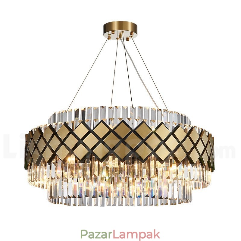 Luxus Modern Gold Plus fekete kerek K9 kristály medál csillár Kiállítóterem