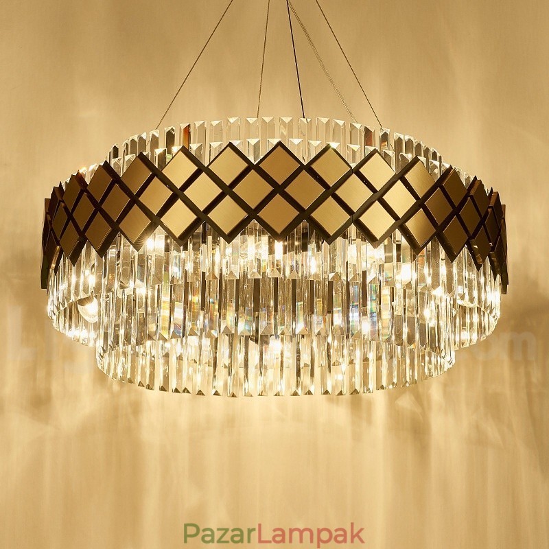 Luxus Modern Gold Plus fekete kerek K9 kristály medál csillár Kiállítóterem