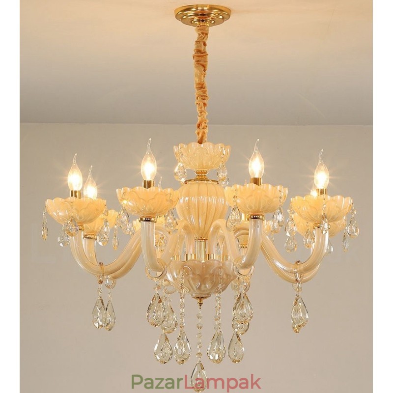 8 Világos luxus pezsgőkristály gyertyacsillár