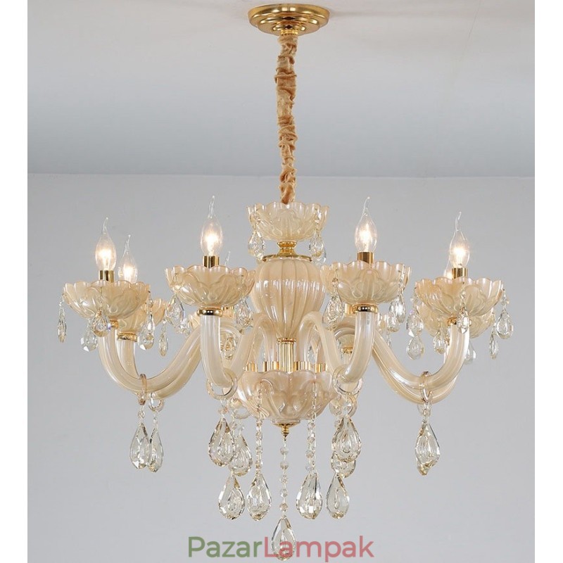 8 Világos luxus pezsgőkristály gyertyacsillár