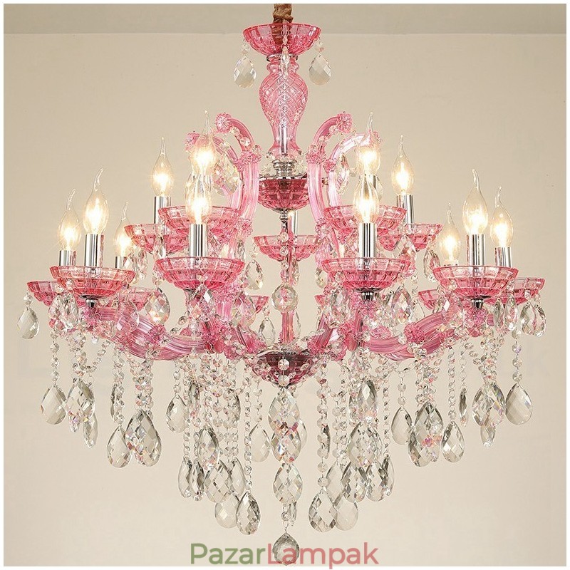 Több szín 18 (12+6) fényűző kristály gyertyacsillár átlátszó kristállyal
