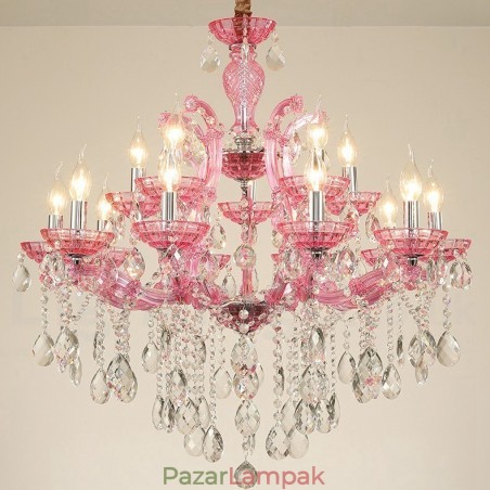 Több szín 18 (12+6) fényűző kristály gyertyacsillár átlátszó kristállyal