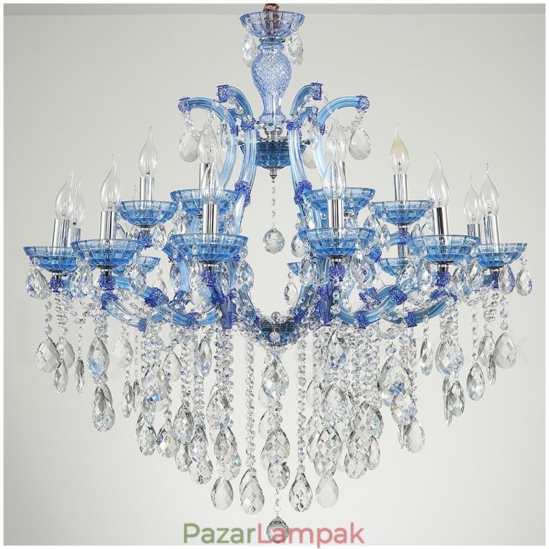 Több szín 18 (12+6) fényűző kristály gyertyacsillár átlátszó kristállyal