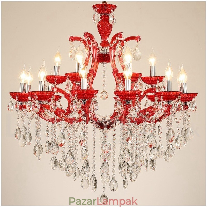 Több szín 18 (12+6) fényűző kristály gyertyacsillár átlátszó kristállyal