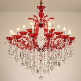 Több szín 18 (12+6) fényűző kristály gyertyacsillár átlátszó kristállyal