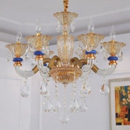 6 Világos modern kortárs pezsgős gyertyacsillár kristállyal