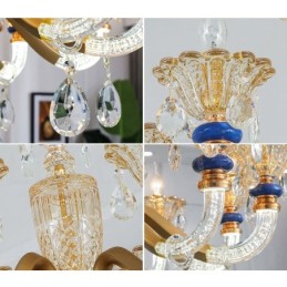 6 Világos modern kortárs pezsgős gyertyacsillár kristállyal