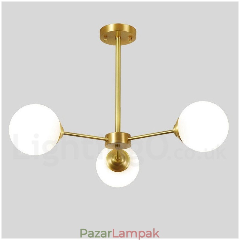 3 Light Tiszta sárgaréz Észak-Európa babcsillár Modern fémmolekulák függőlámpa