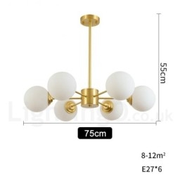 6 Light Tiszta sárgaréz Észak-Európa babcsillár Modern fémmolekulák függőlámpa