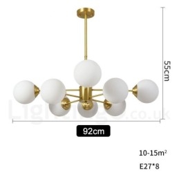 8 Light (4+4 Light) kétszintű tiszta sárgaréz észak-európai bab csillár modern fém molekulák függőlámpa