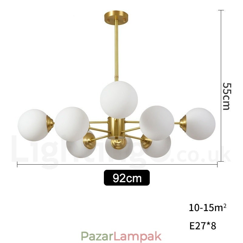8 Light (4+4 Light) kétszintű tiszta sárgaréz észak-európai bab csillár modern fém molekulák függőlámpa