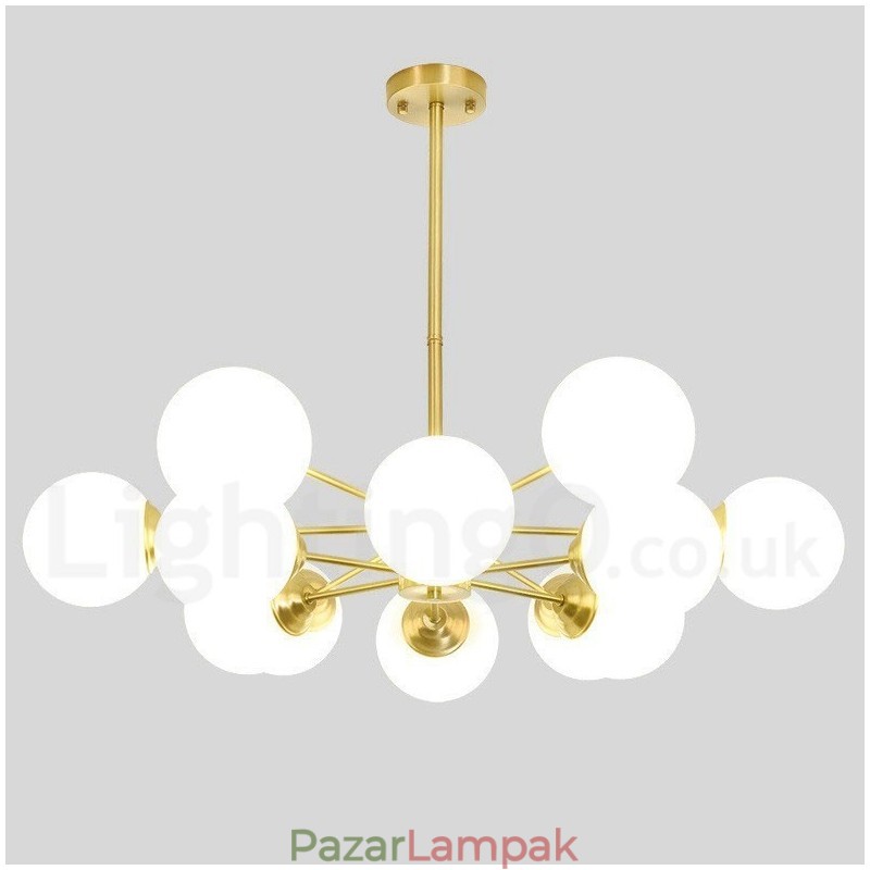 12 fény (6+6 fény) kétszintű tiszta sárgaréz észak-európai bab csillár modern fémmolekulák függőlámpa