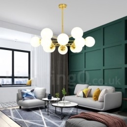 12 fény (6+6 fény) kétszintű tiszta sárgaréz észak-európai bab csillár modern fémmolekulák függőlámpa