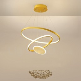 Három kör, modern design három gyűrűs arany függőlámpa távirányítóval