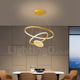 Három kör, modern design három gyűrűs arany függőlámpa távirányítóval