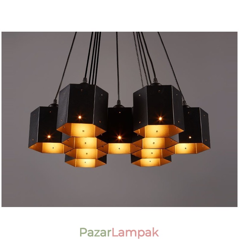 Loft ipari stílusú függesztékes csillárlámpa