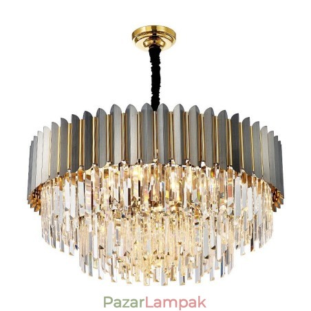 Luxus posztmodern fekete-arany kerek K9 kristályfüggő csillár kiállítóterem Luxus posztmodern fekete-arany kerek K9 kristályfüggő csillár kiállítóterem