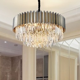 Luxus posztmodern fekete-arany kerek K9 kristályfüggő csillár kiállítóterem