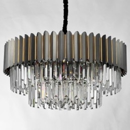 Luxus posztmodern fekete-arany kerek K9 kristályfüggő csillár kiállítóterem