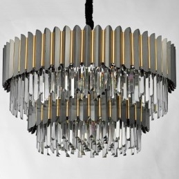 Kétszintű luxus posztmodern fekete és arany kerek K9 kristály medálcsillár