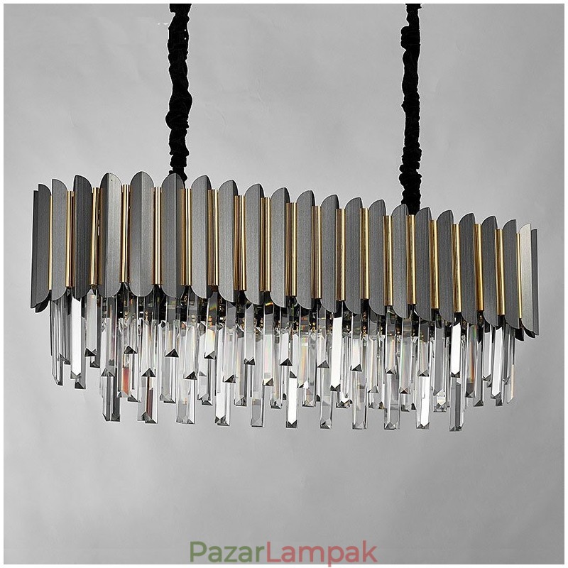 Luxus posztmodern fekete-arany kerek K9 kristály medálcsillár