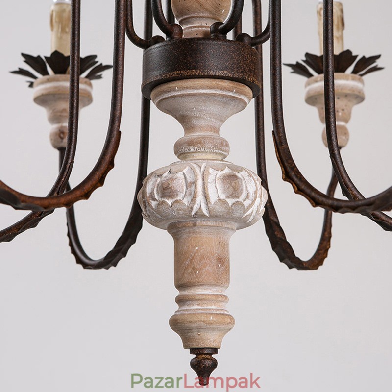 Country Vintage fa 6 fényű csillárfény