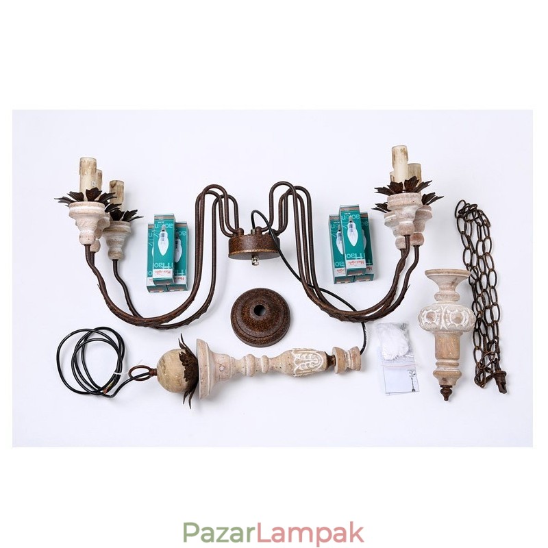Country Vintage fa 6 fényű csillárfény