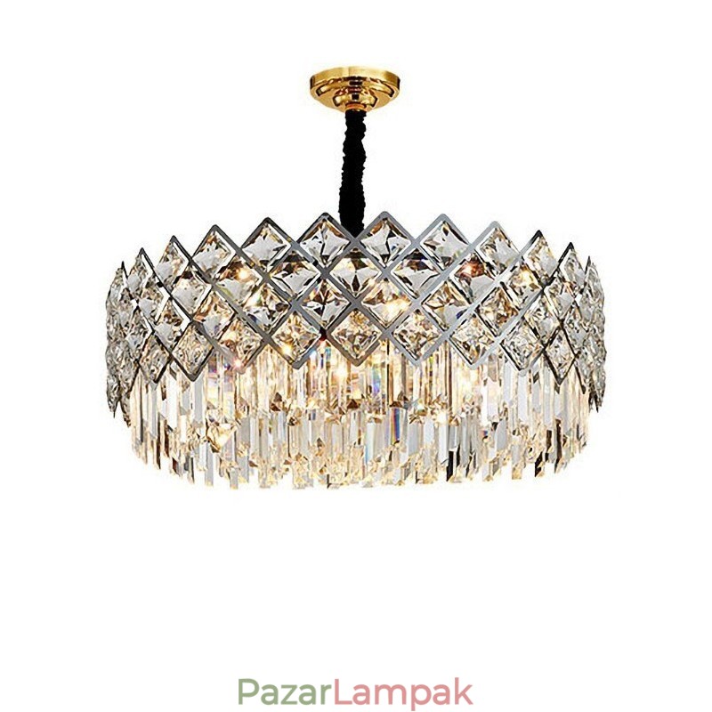 Luxus posztmodern ezüst kerek K9 kristály medálcsillár