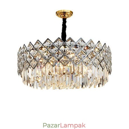 Luxus posztmodern ezüst kerek K9 kristály medálcsillár Luxus posztmodern ezüst kerek K9 kristály medálcsillár