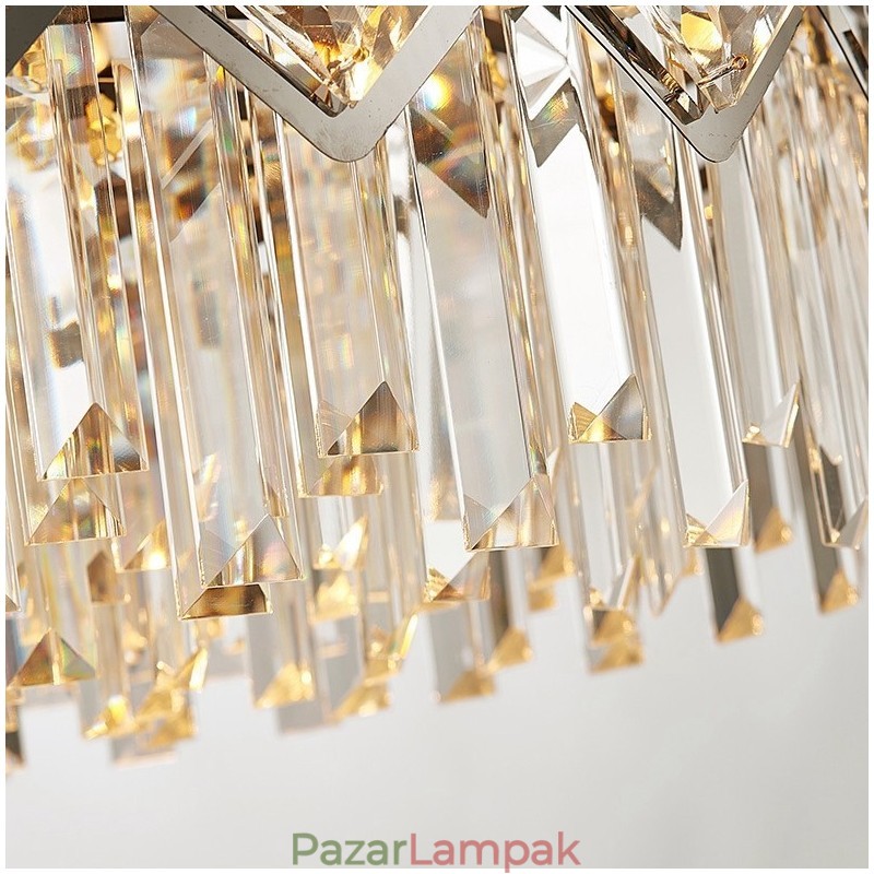 Luxus posztmodern ezüst kerek K9 kristály medálcsillár