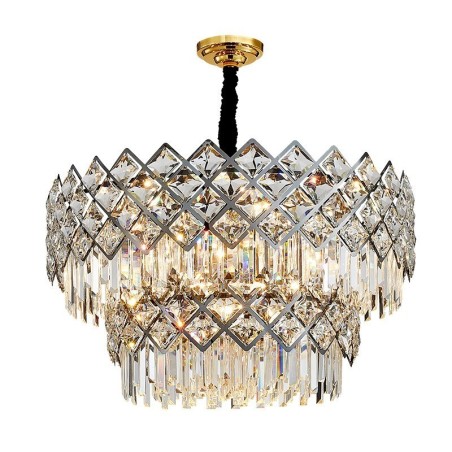 Kétszintű luxus posztmodern fekete és arany kerek K9 kristály medálcsillár Kétszintű luxus posztmodern fekete és arany kerek K9 kristály medálcsillár