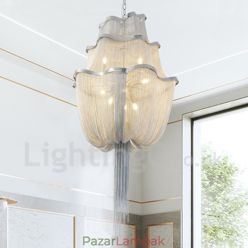 Bojt csillár Designer medál világos ezüst arany színű