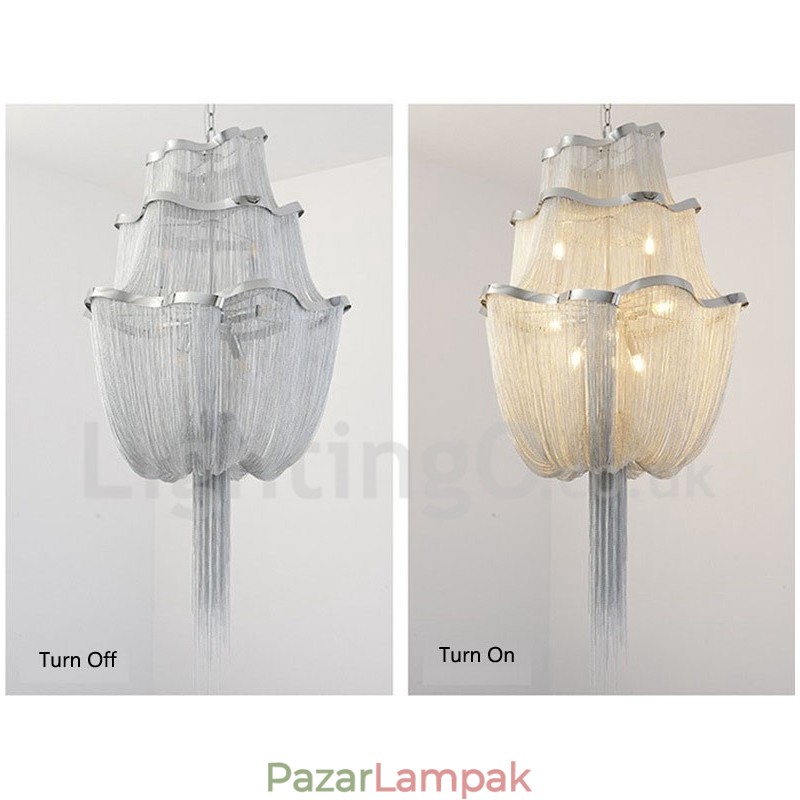 Bojt csillár Designer medál világos ezüst arany színű