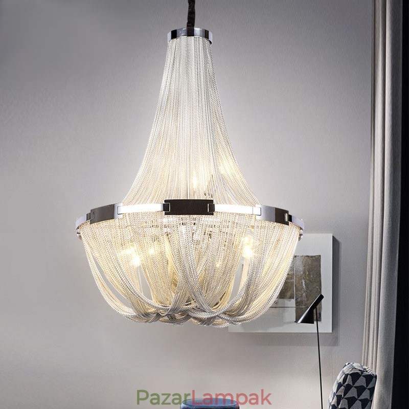Bojt csillár Designer medál világos ezüst arany színű