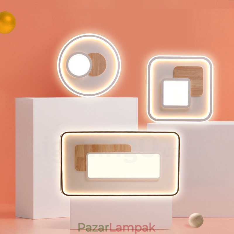Fából szabályozható, modern, skandináv stílusú, süllyesztett mennyezeti lámpák távirányítóval fali lámpaként is használhatók