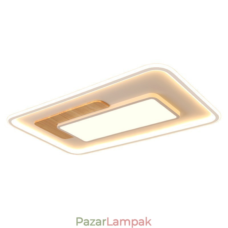 Fából készült, szabályozható, modern, skandináv stílusú, négyszögletes, süllyesztett mennyezeti lámpák távirányítóval fali lámpaként is használhatók