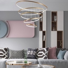Nagy 4 gyűrűs 5 gyűrűs fekete fehérarany függőlámpa modern design