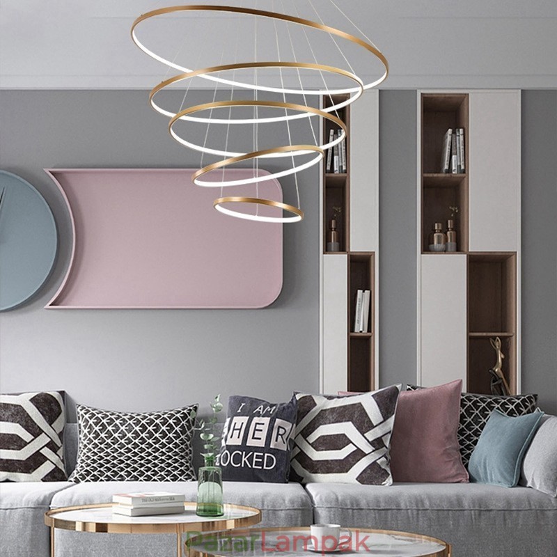 Nagy 4 gyűrűs 5 gyűrűs fekete fehérarany függőlámpa modern design