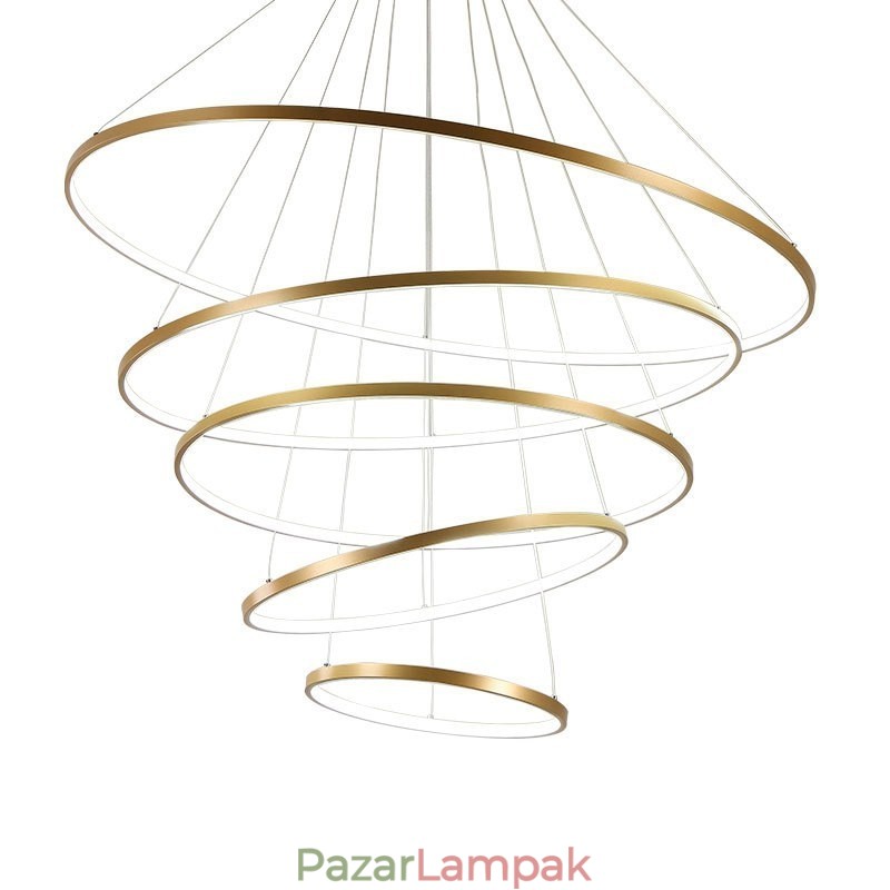 Nagy 4 gyűrűs 5 gyűrűs fekete fehérarany függőlámpa modern design