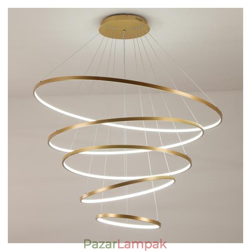 Nagy 4 gyűrűs 5 gyűrűs fekete fehérarany függőlámpa modern design