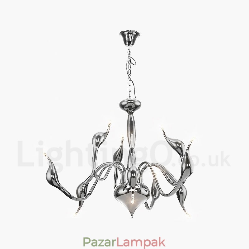 9 Világos, modern kortárs galvanizált fémcsillár