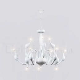 12 Light Modern Swan White Fém csillár függőlámpa