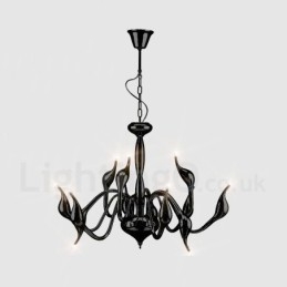 12 Light Modern Swan fekete fém csillár függőlámpa