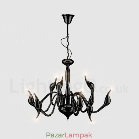 12 Light Modern Swan fekete fém csillár függőlámpa 12 Light Modern Swan fekete fém csillár függőlámpa