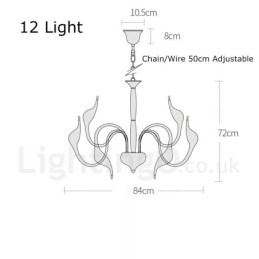 12 Light Modern Swan fekete fém csillár függőlámpa